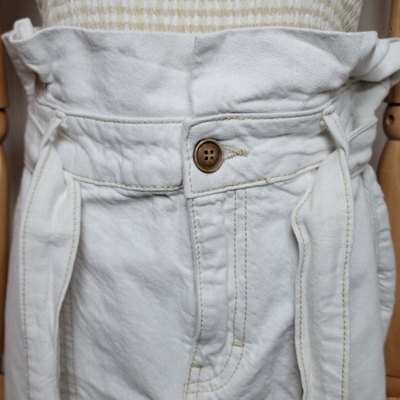 Free People Paper Bag Waist Cotton Linen Blend Spring and Summer Skirt Size 8 - Picture 4 of 10